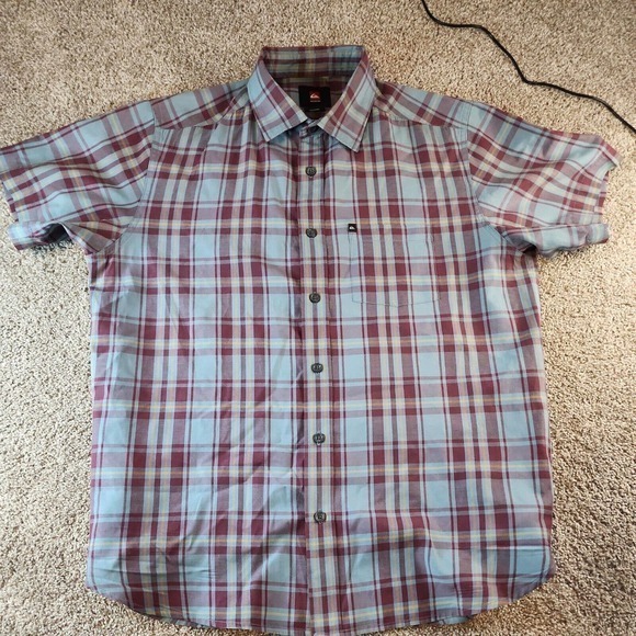 Vintage Quicksilver Button‎ Up Shirt Plaid Short Sleeve Collared Size Small - Picture 1 of 5